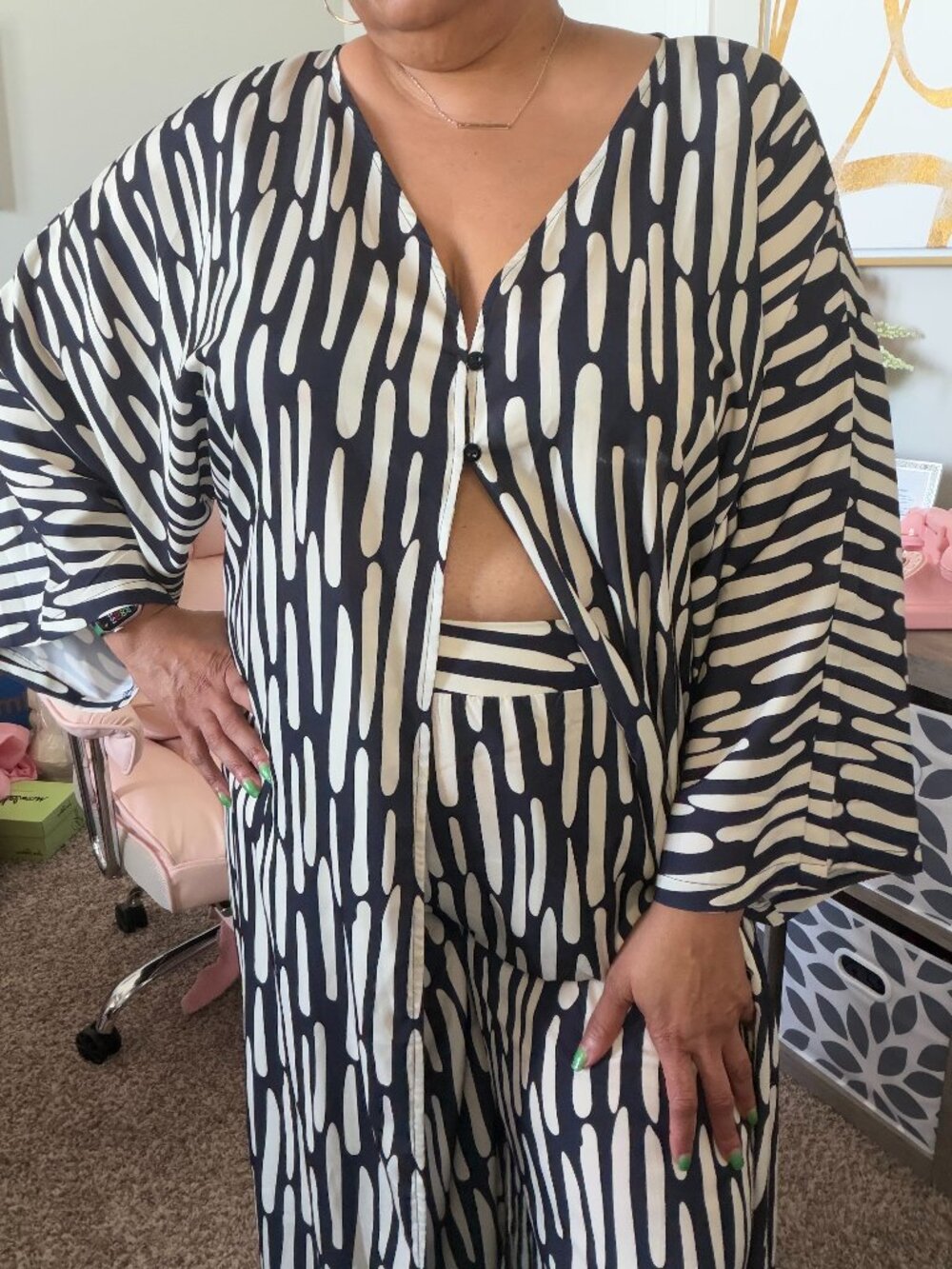 Two Piece Black and Cream Pants set Size 2x